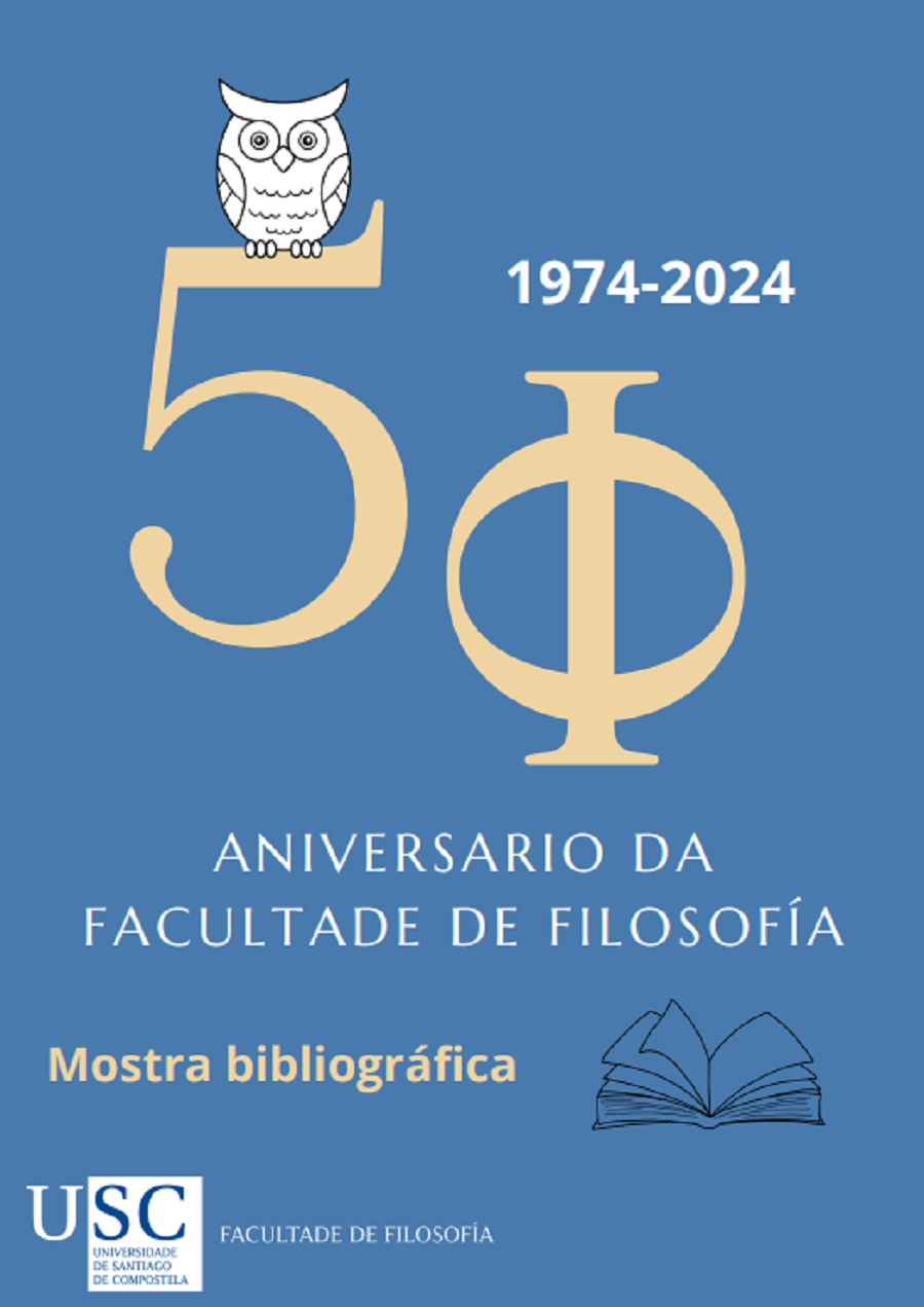 Cartaz da mostra bibliográfica do cincuenta aniversario da Facultade de Filosofía