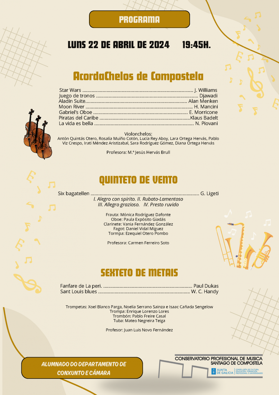 Programa do concerto do 22 de abril
