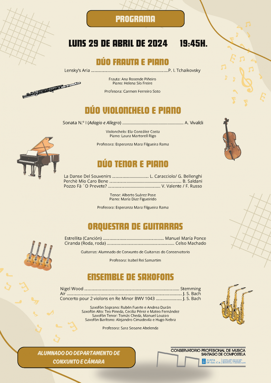 Programa do concerto do 29 de abril