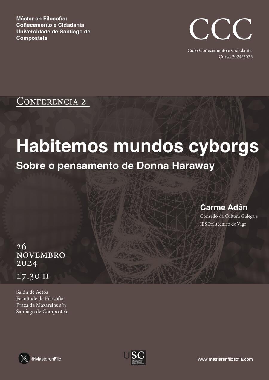 Cartel da conferencia de Carme Adán