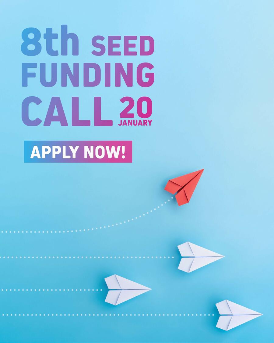 Cartel da oitava convocatoria do Seed Funding, iniciado o pasado 20 de xaneiro