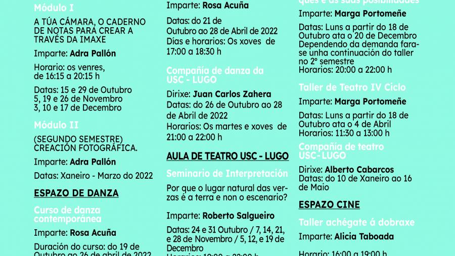 Máis de 100 días con propostas culturais este curso no Campus Terra