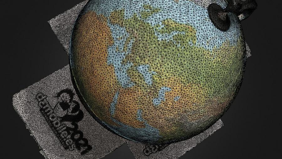 Modelo 3D dun globo terráqueo elaborado por alumnado do IES Muralla Romana de Lugo