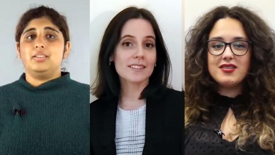 Alba Roibás (dereita), xunto a Olívia Pontes (centro) e Henna Kapoor (esquerda). MONTAXE: Santi Alvite 
