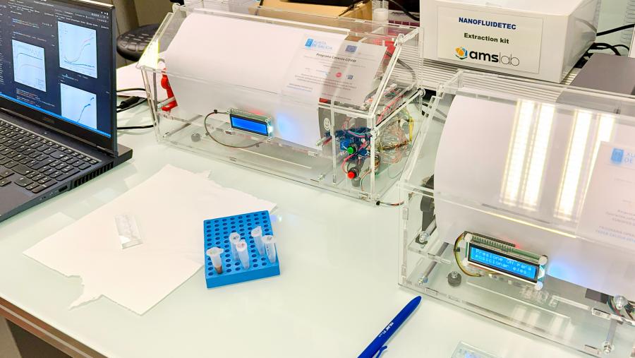 Prototipo de detección de SARS-COV-2 desenvolvido no marco do proxecxto Nanofluidetec Prototipo de detección de SARS-COV-2 desenvolvido no marco do proxecxto Nanofluidetec