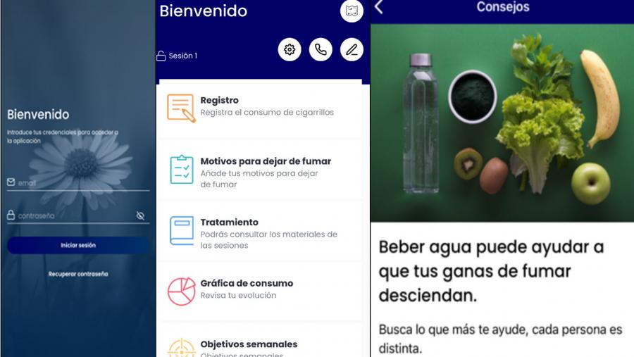 Diversas pantallas da app SinHumo