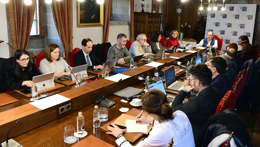 O Consello de Goberno desenvolveuse no salón reitoral. FOTO: Santi Alvite