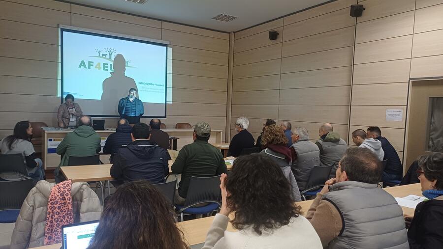 A profesora Rosa Mosquera nun intre da reunión A profesora Rosa Mosquera nun intre da reunión