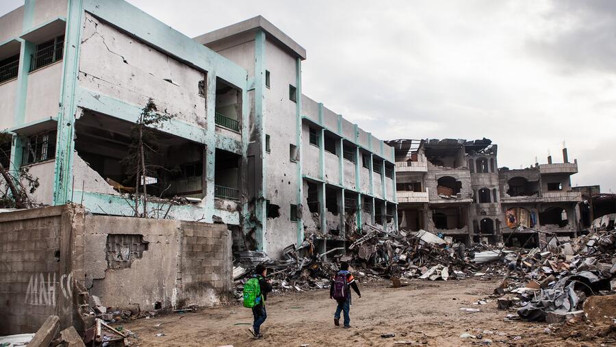 Imaxe dunha escola da UN destruida en Palestina. Fonto: Diario fotográfico 'desde Palestina' Imaxe dunha escola da UN destruida en palestina. Fonto: Diario fotográfico 'desde Palestina'