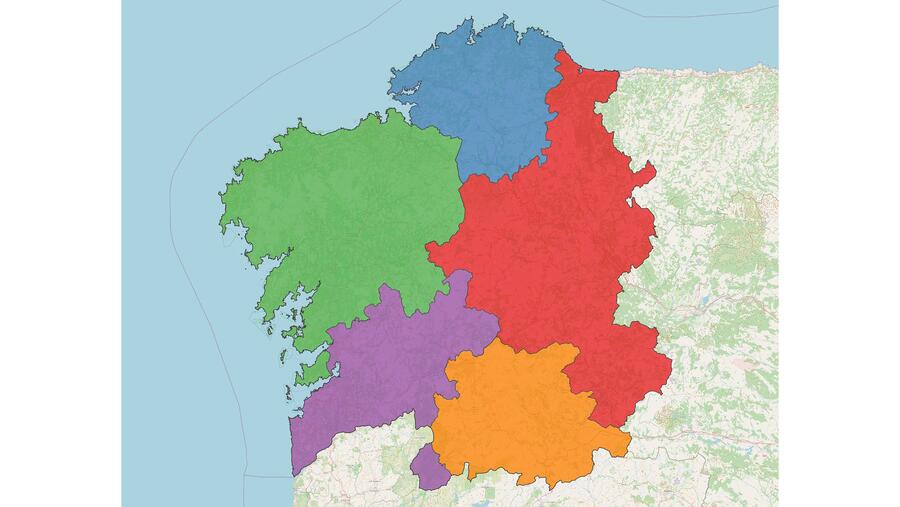 Mapa de rexións de apelidos (Sousa, Crujeiras & Ginzo 2025) Mapa de rexións de apelidos (Sousa, Crujeiras & Ginzo 2025)