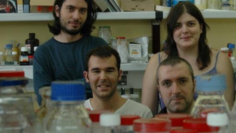 Integrantes do equipo de Oncoloxía Molecular da USC nos seus laboratorios con José A. Costoya (abaixo á dereita)