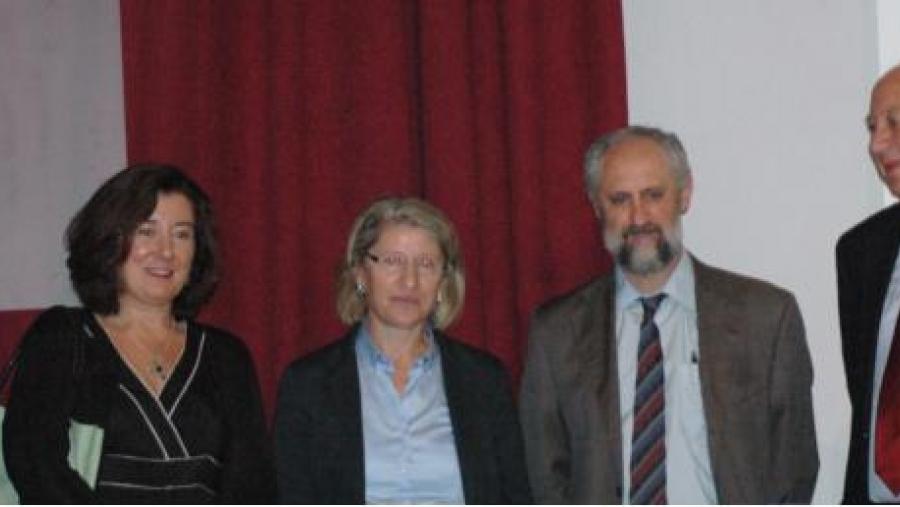 De esquerda á dereita: José María Barja; Ramón Ordás; María Asunción Longo; Peregrina Quintela; Luis Cueto; Juan Casares e Javier García
