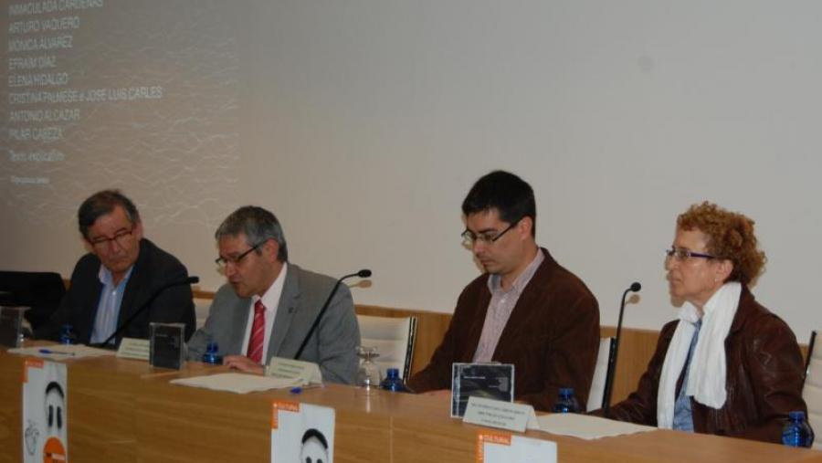 De esquerda a dereita, José Carlos Rodríguez Andina, Pedro García Herradón, Mario Outeiro e Inmaculada Cárdenas, durante a inauguración da cuarta edición dos 'Sons Creativos' en Lugo