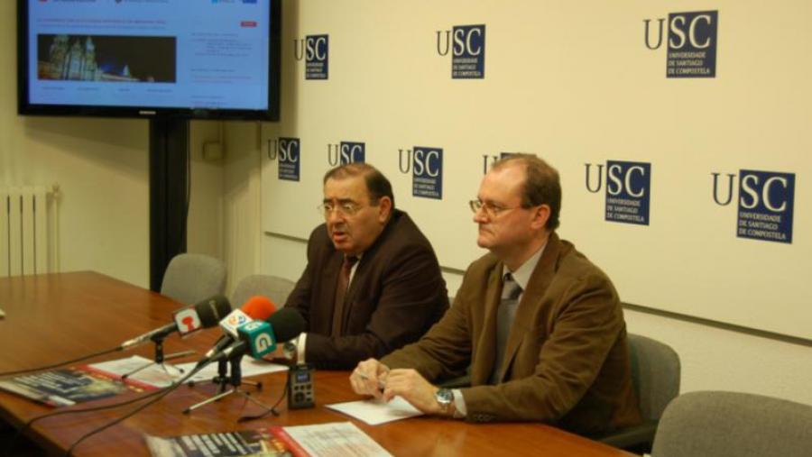 José M. Gándara e Abel García, de esquerda a dereita, presentaron o programa do congreso que se celebrará o vindeiro mes de maio