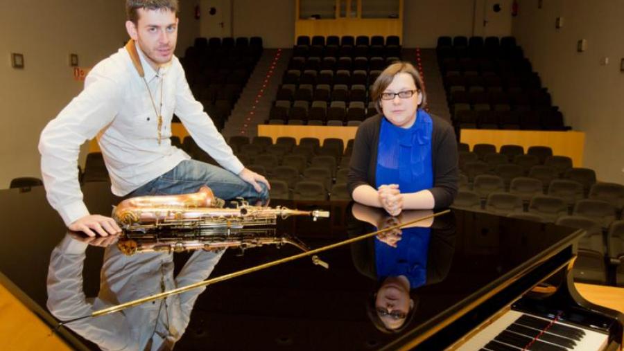 O saxofonista Marcos Mariño e a pianista Susana García