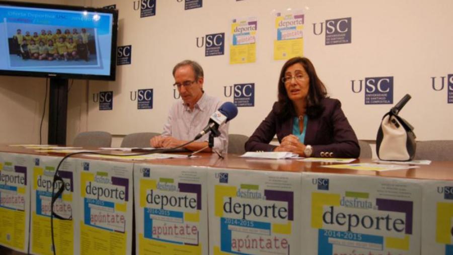 Miguel Magán e Dolores Álvarez presentaron a oferta deportiva da USC para o presente curso nun encontro cos medios de comunicación