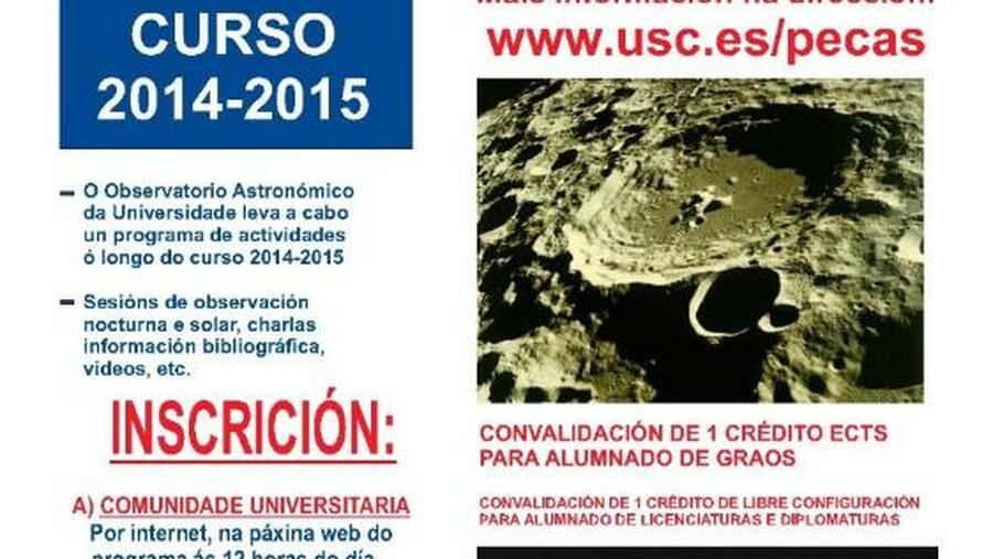 O Observatorio Astronómico Ramón María Aller pon en marcha unha nova edición do Programa de Extensión Cultural de Astronomía O Observatorio Astronómico Ramón María Aller pon en marcha unha nova edición do Programa de Extensión Cultural de Astronomía