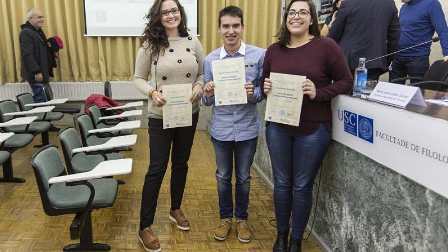Miguel Cavadas, Paula Antía rey e Laura Camino gañaron esta primeira edición do certame (Foto: Luis Lorenzo)
