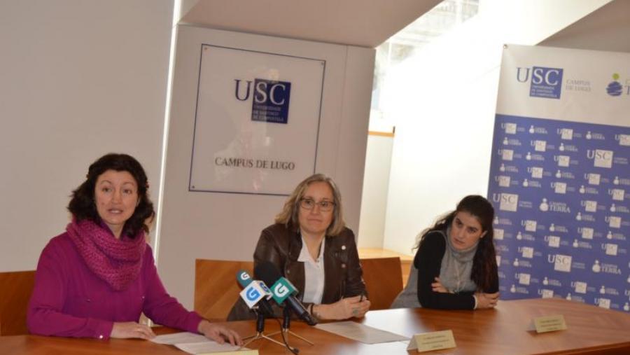 María Mosquera, Carme Silva e Erika Rodríguez, na presentación do programa de deporte inclusivo na Vicerreitoría de Coordinación do campus de Lugo