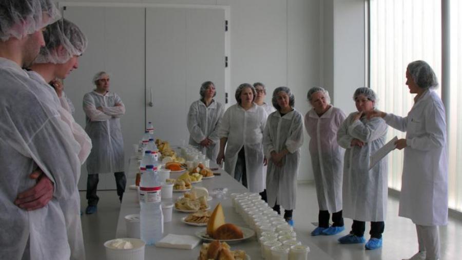 Participantes no curso de transformación de produtos lácteos, nunha sesión de cata na APLTA