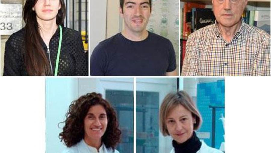 De esquerda a dereita e de arriba a abaixo: Victoria Martínez, Ricardo Orbegozo e Florencio Martínez Ubeira (USC); e Marta González e Mercedes Mezo (Ingacal)