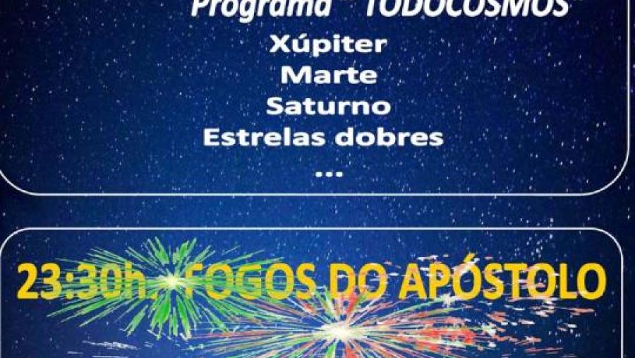 O domingo 24, ademais de astronomía, haberá tempo para os fogos do Apóstolo