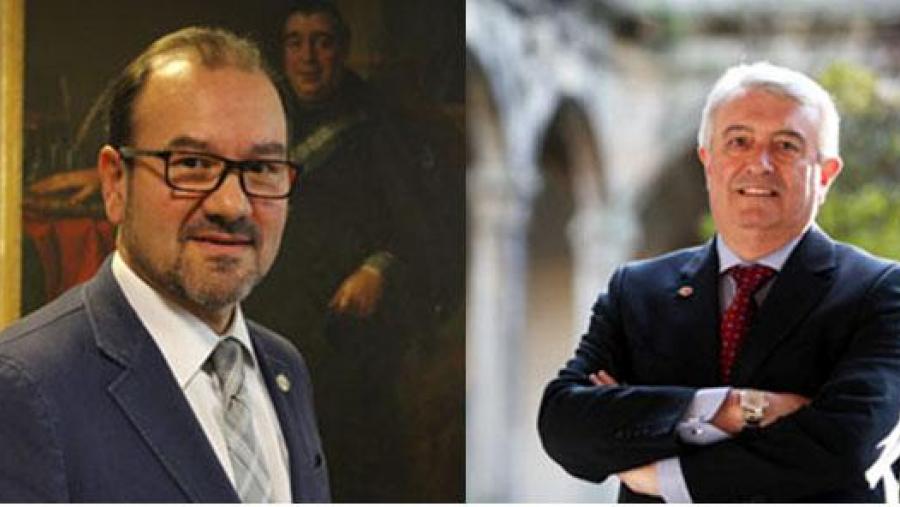 Antonio López e Juan Viaño, candidatos a reitor da USC na votación do próximo 23 de abril